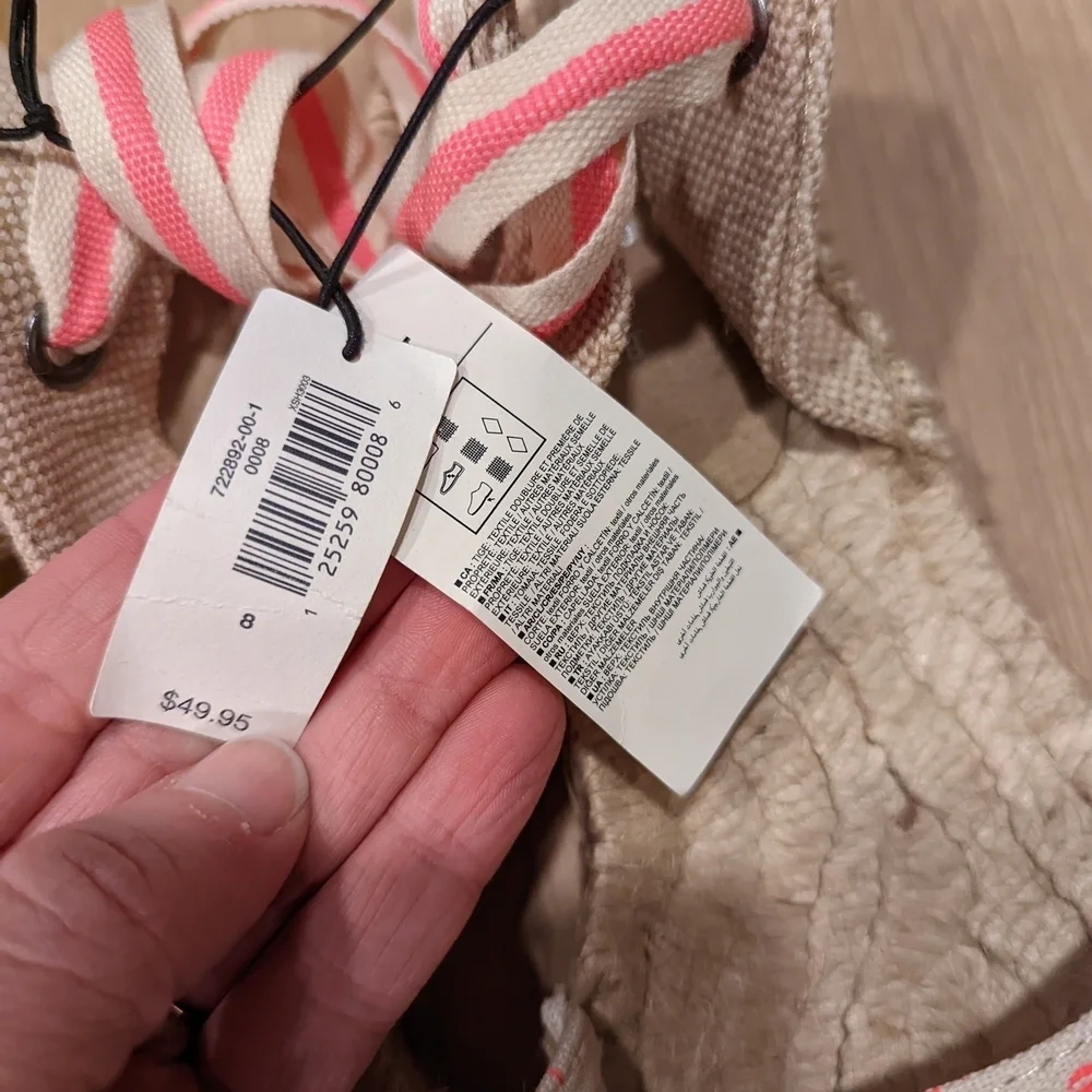Women's Beige and Pink Espadrille Sandals